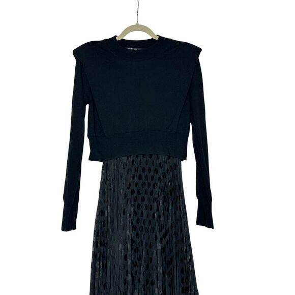All Saints Leia Black Dott Midi Dress Wool Sweater Set | XS - Picture 4 of 14